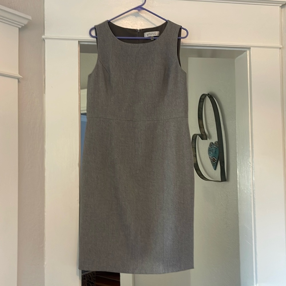 Kaspar size 12 sheath dress. Grey. Fully lined. Zip back.